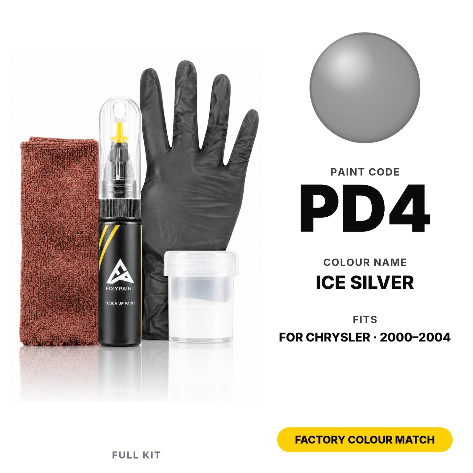 Touch Up Paint For Chrysler PD4 Ice Silver Full Kit Original Colour Touch Up
