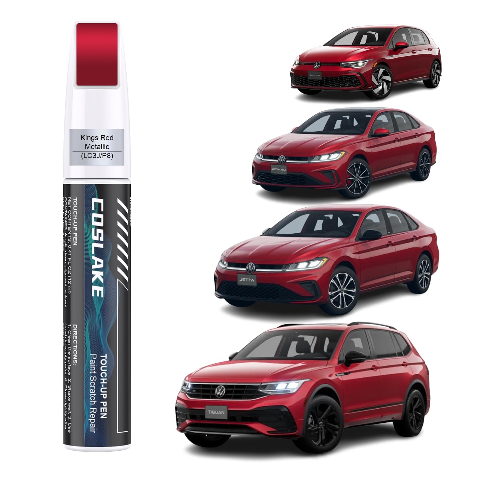 0.41 Fl Oz (Pack of 1), Kings Red Metallic(LC3J/P8) for 2024 Tiguan/2025…