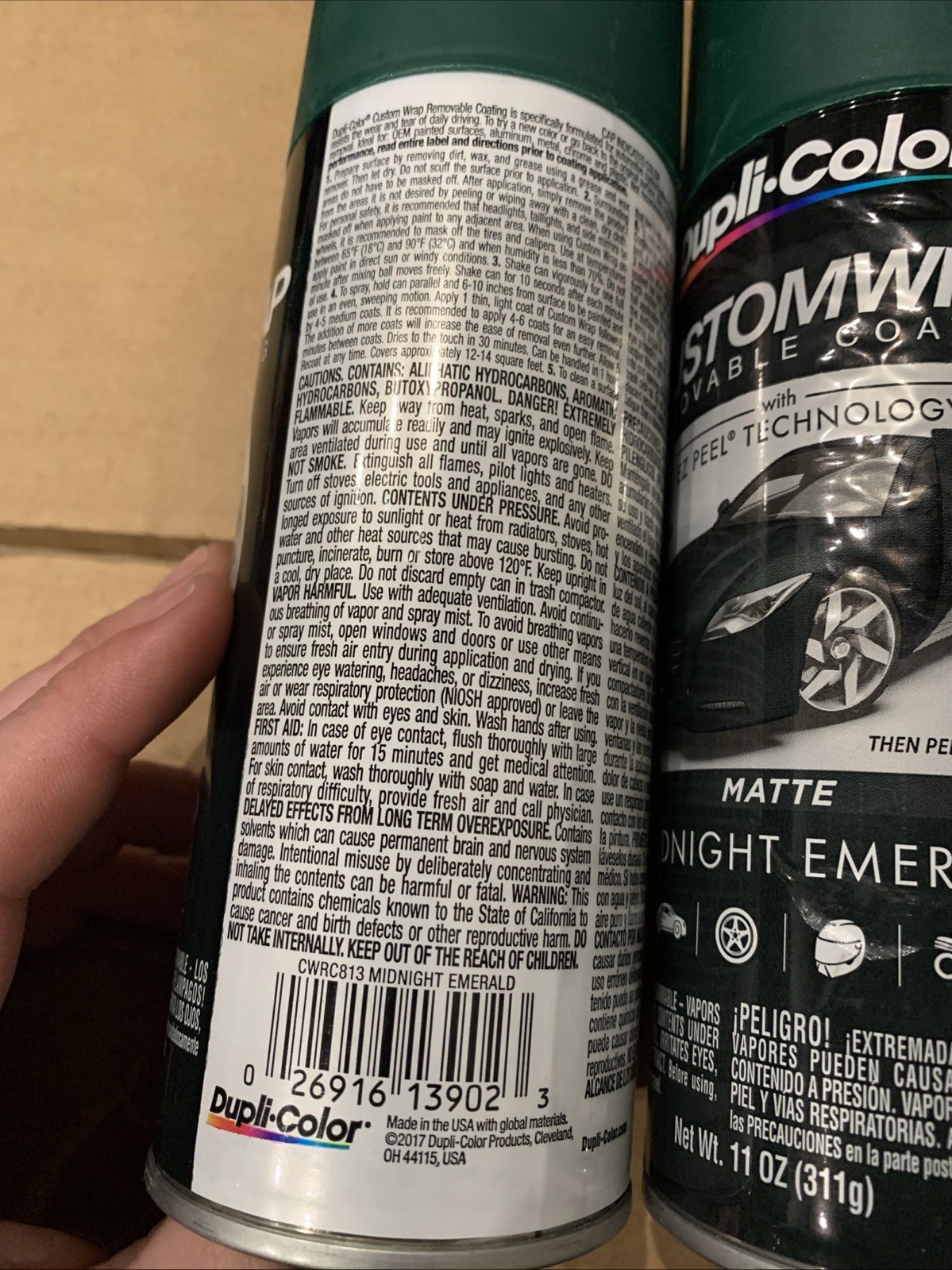 2 Cans Dupli-Color Custom Wrap Removable Coating Ez Peel Matte Midnight Emerald