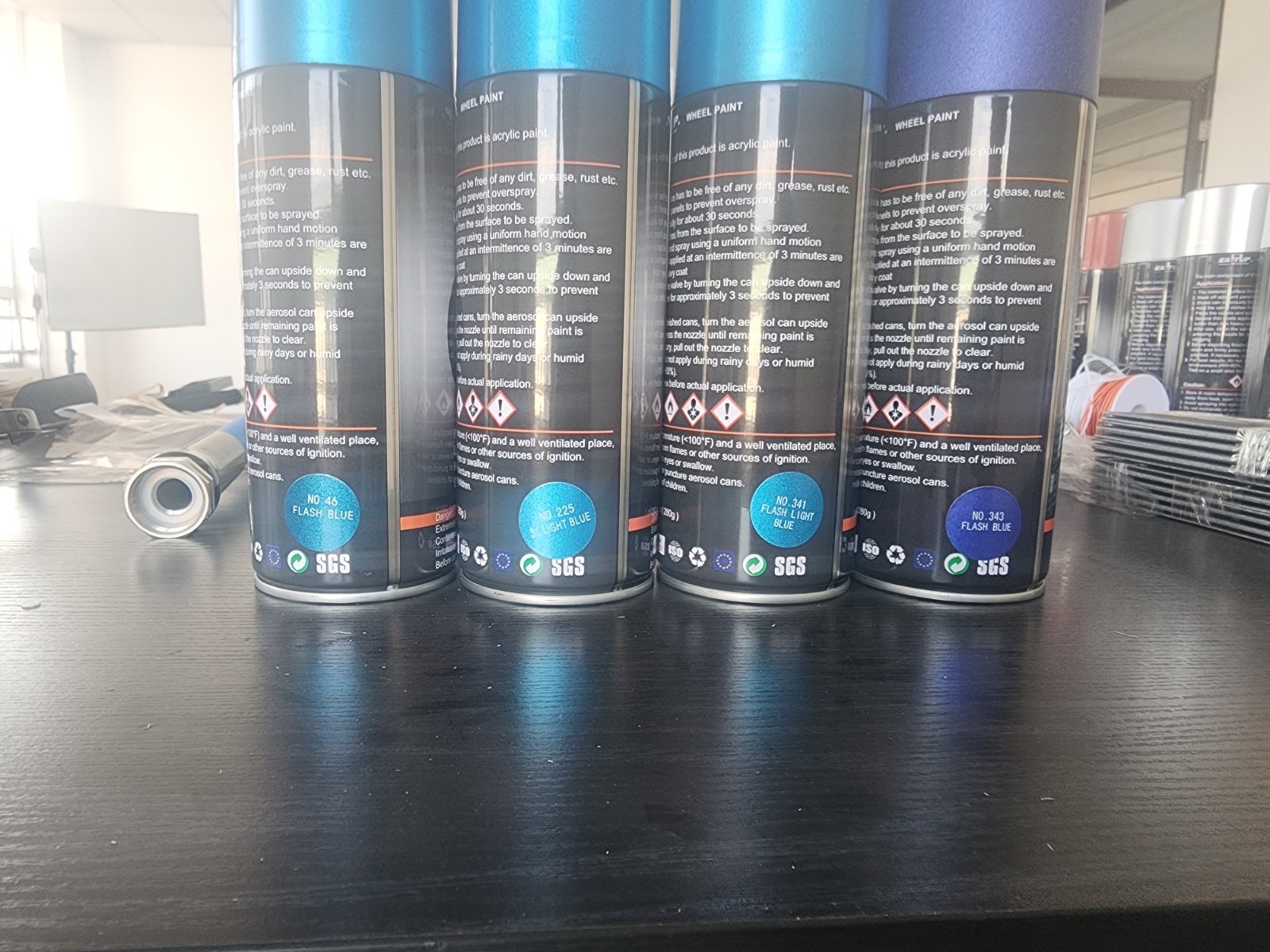 4 Cans Metallic Blue Acrylic Car Wheel n Paint-Brilliant Finish High Durability