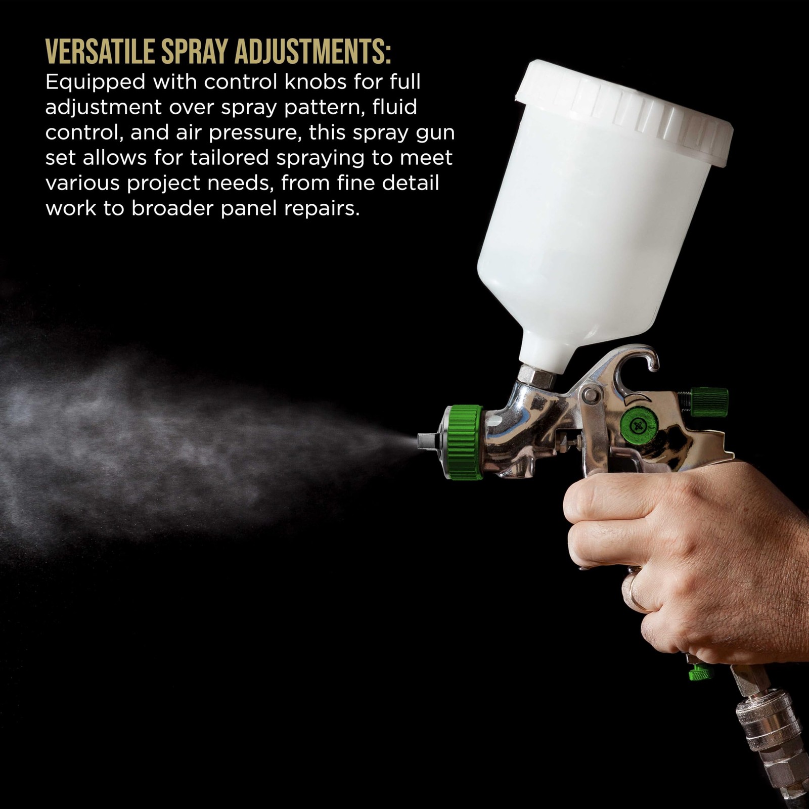 TCP Global Automotive Paint Gun Auto Car HVLP Mini Spray – 1.0 mm Silver