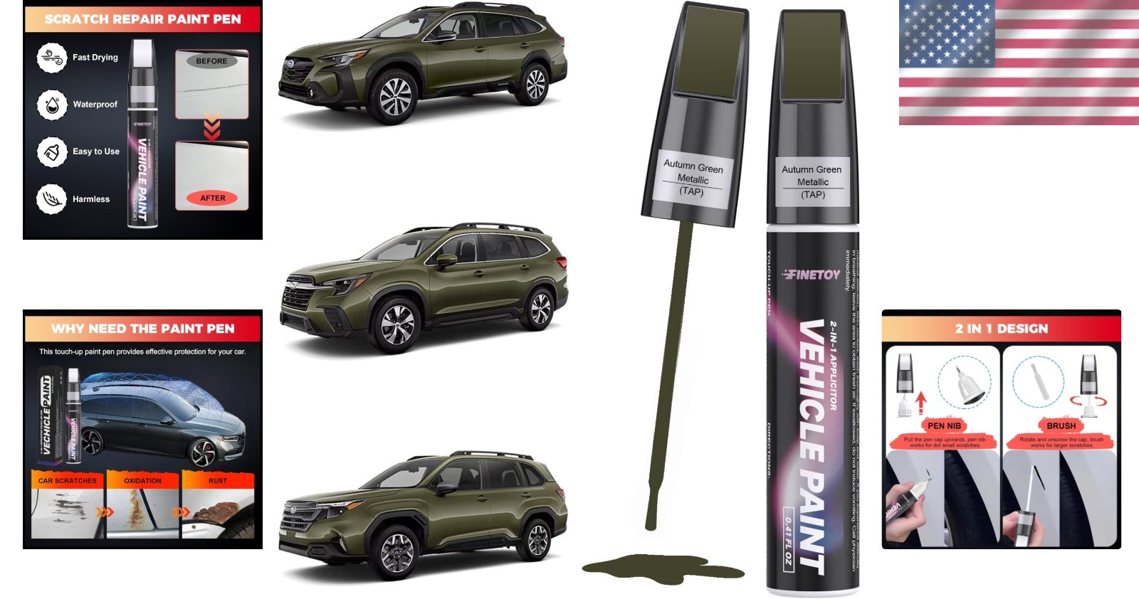 Car Touch Up Paint Pen for Subaru Autumn Green Metallic 12ml