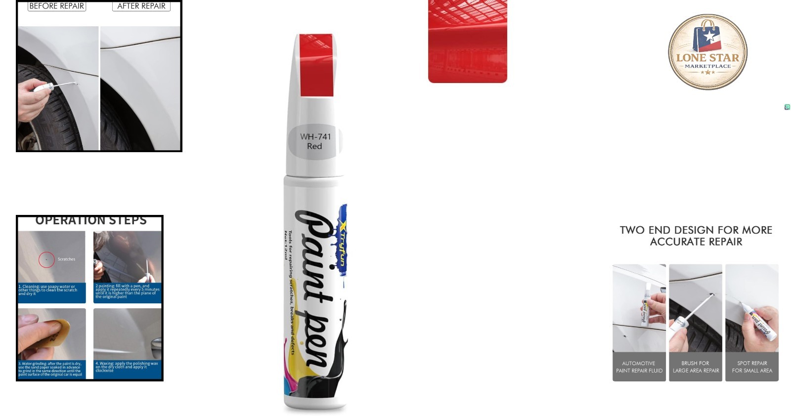 Professional Quality Touch-Up Paint for Cars – Red Scratch Repair Pen, 1.69 oz