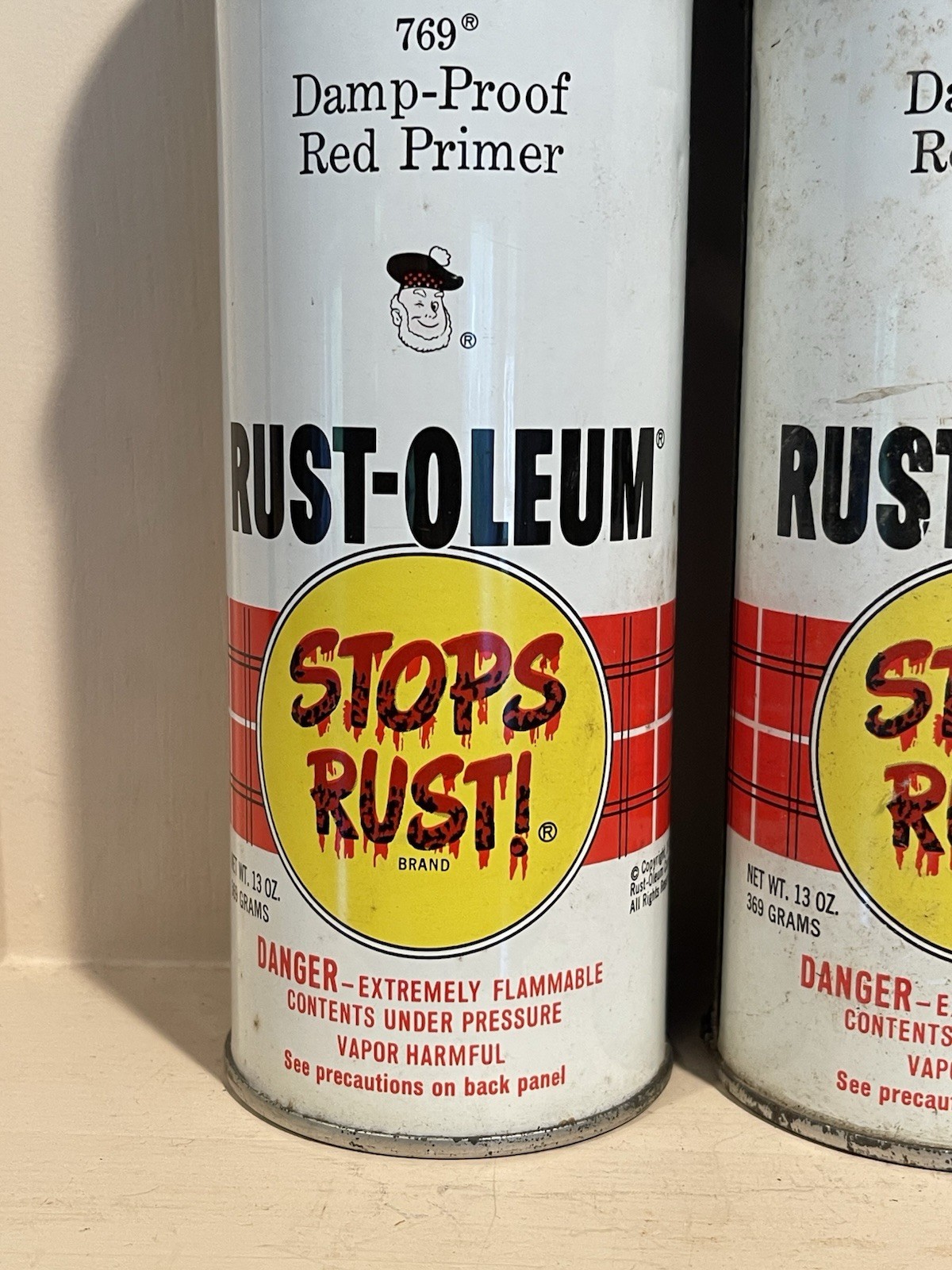 4 NOS Vintage Unused 1973 Rust-Oleum Spray Paint 13oz Cans Damp Proof Red Primer