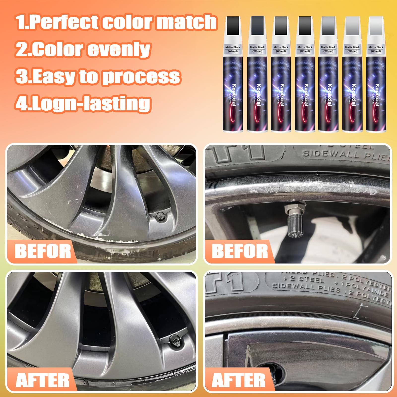 Touch Up Paint for Car Tesla Gunpowder Grey Rim Wheel Scratch Repair Pen Kit
