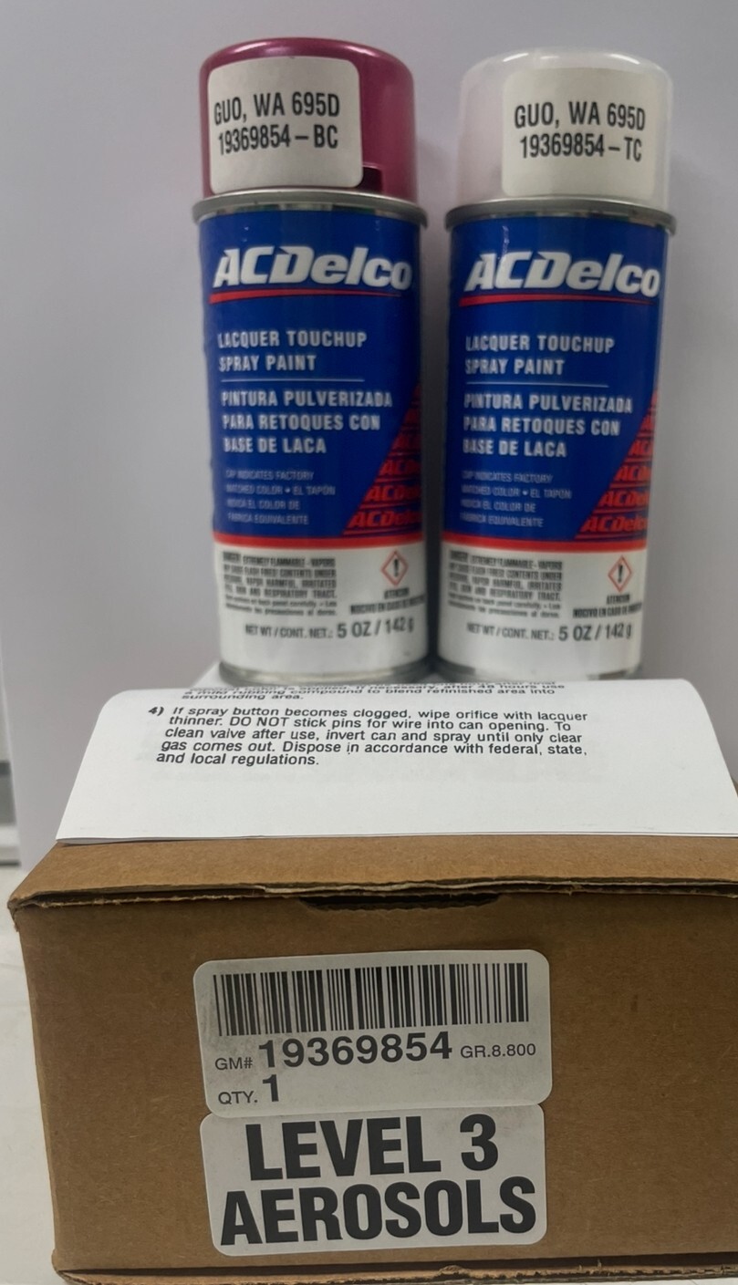 GM ACDelco Vixen Metallic Paint 5oz Spray Code GUO WA 695D & Top Clear Coat