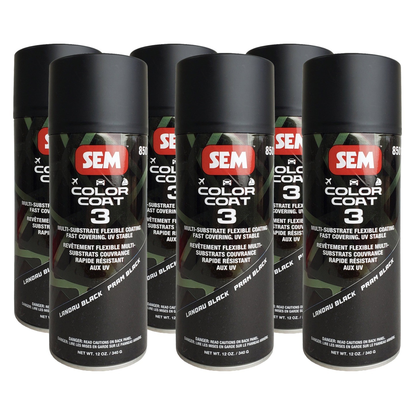 SEM 85013 Color Coat 3 Landau Black Flexible Coating 12 oz. (6 Pack)