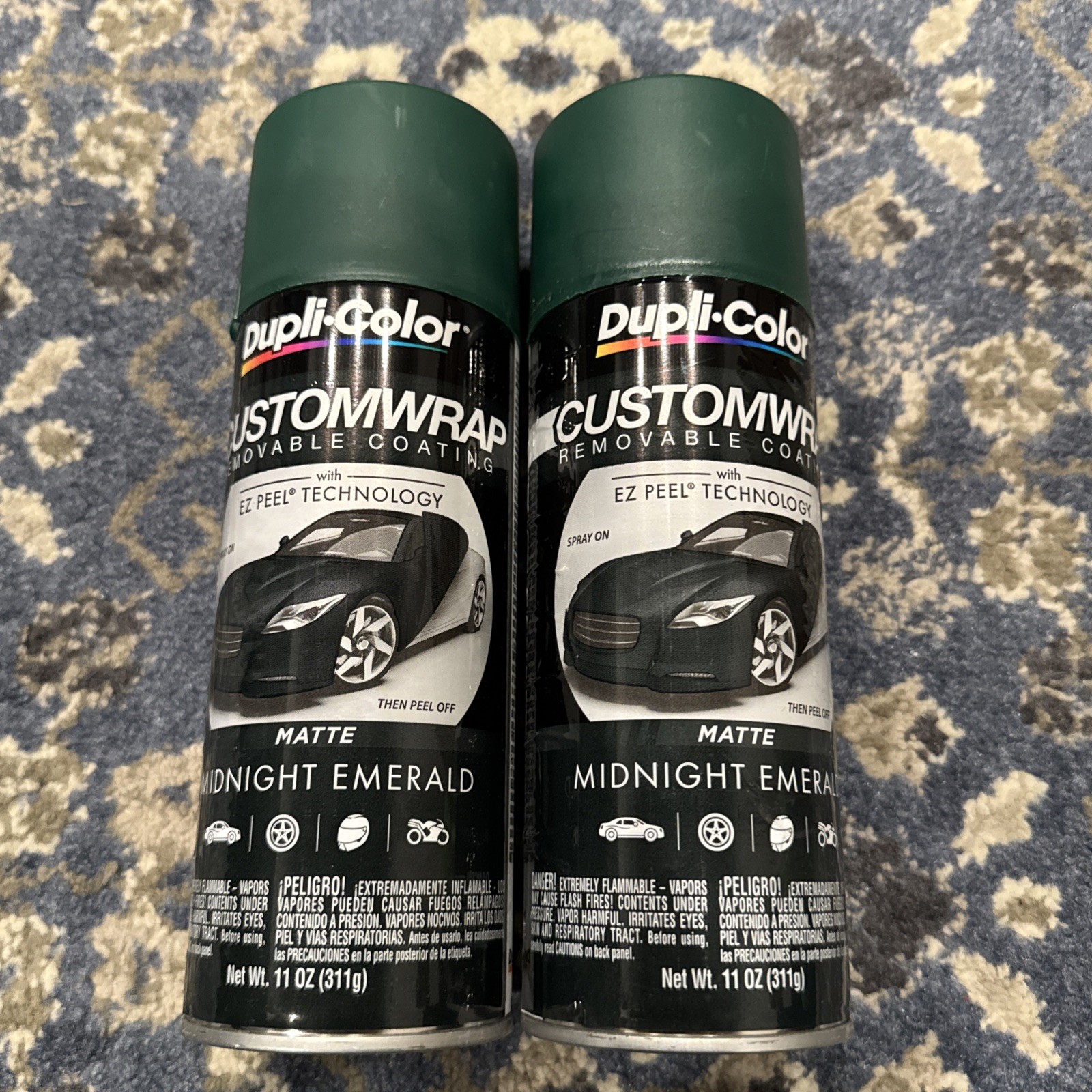 2 Cans Dupli-Color Custom Wrap Removable Coating Ez Peel Matte Midnight Emerald
