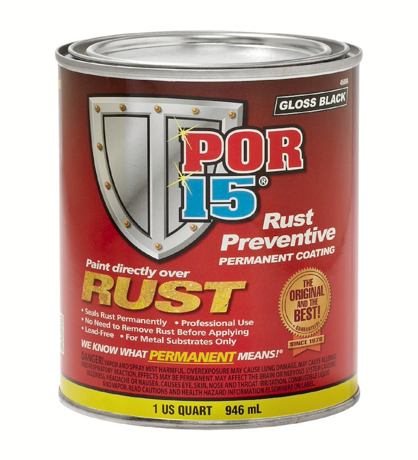 POR-15 Gloss Black Rust Preventative Paint 1 Quart Can #45004