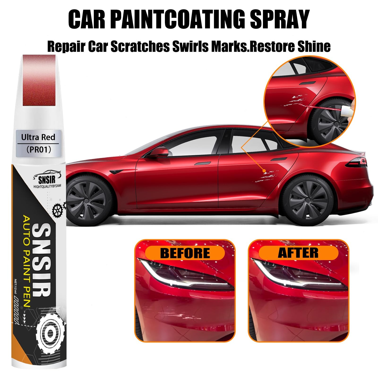 Car Touch up Paint(Ultra Red(PR01)) Compatible with Tesla Model Y/3/X/S, Car Pai