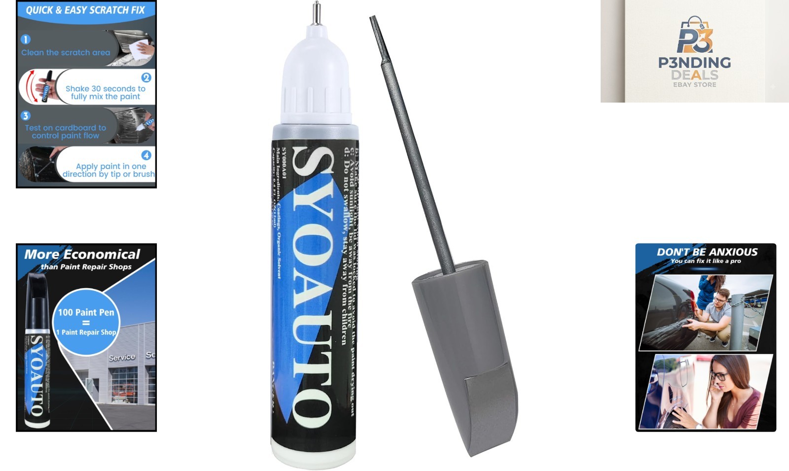 Silver Touch Up Paint Pen for Cars – 0.4oz Scratch Repair Solution
