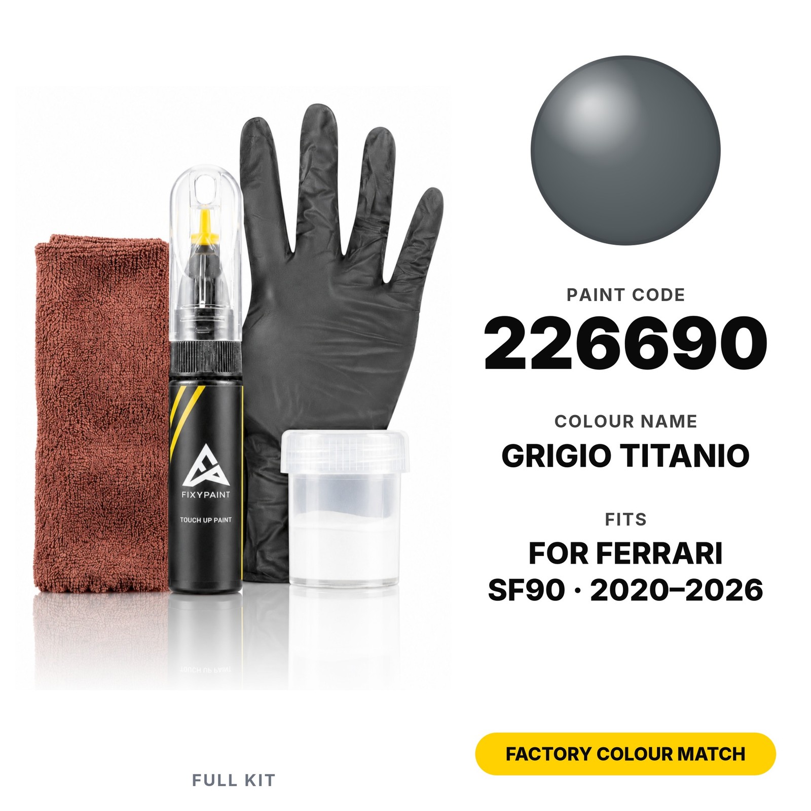 Touch Up Paint For Ferrari SF90 226690 Grigio Titanio Full Kit Chip Paint Kit
