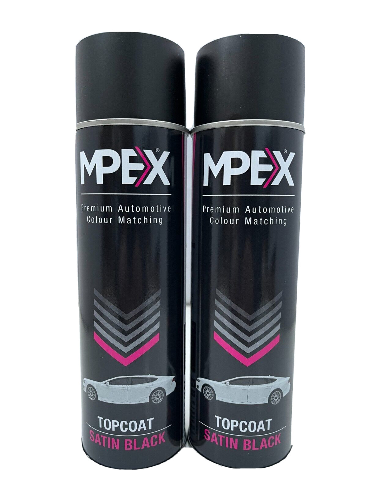2 x Mpex Satin Black Spray Paint Aerosol Coating Fast Drying Multi Purpose 500ml