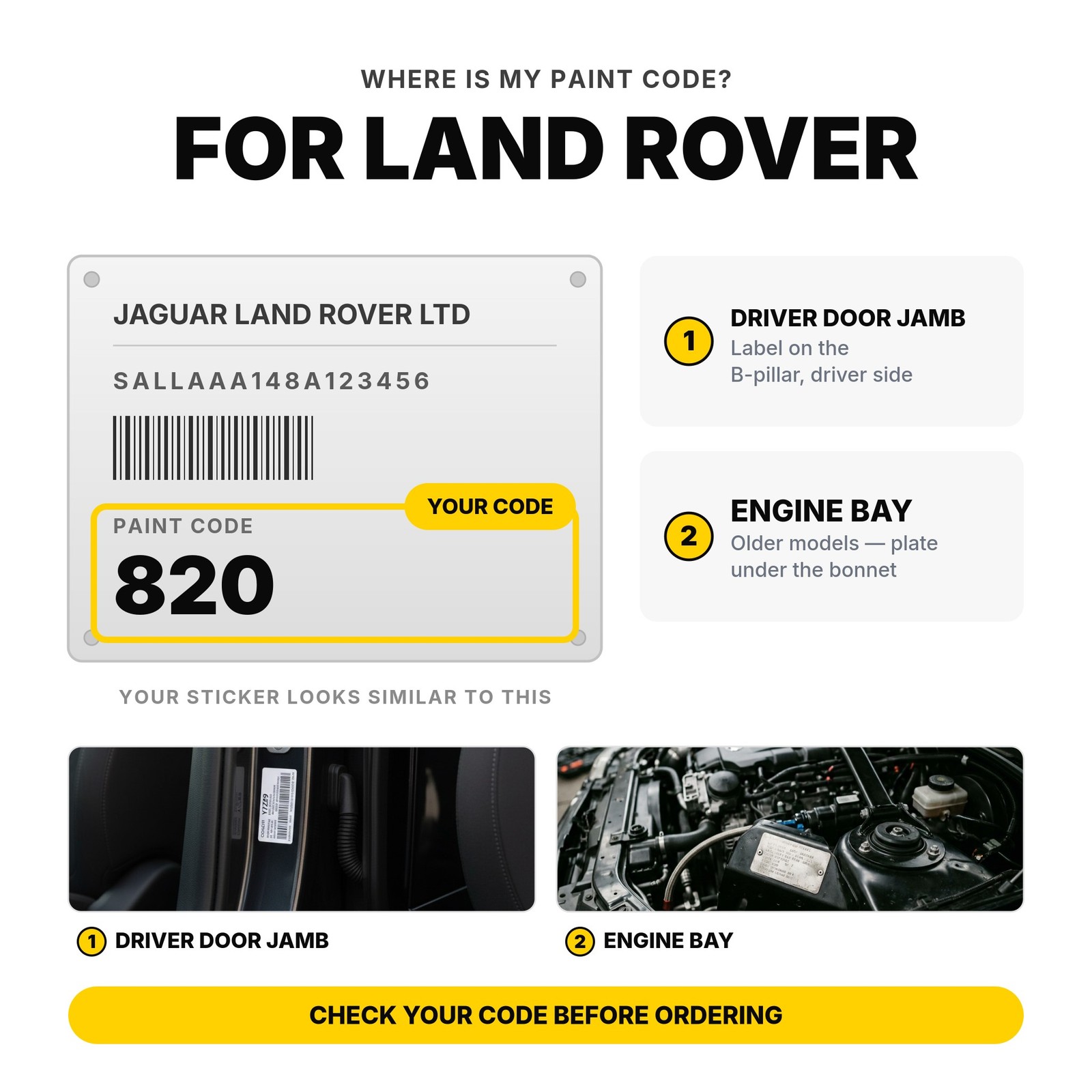 Touch Up Paint For Land Rover Discovery Sport NCZ Ostuni Pearl White Full Kit