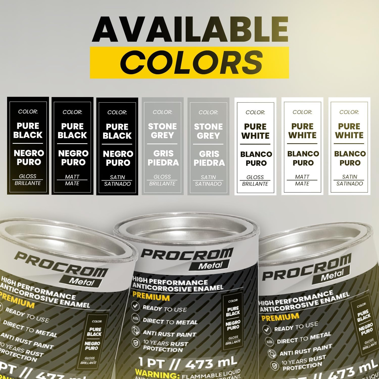 Metal Paint Gloss Pure Black Pint Direct to Metal Indoor Outdoor Rust Protection