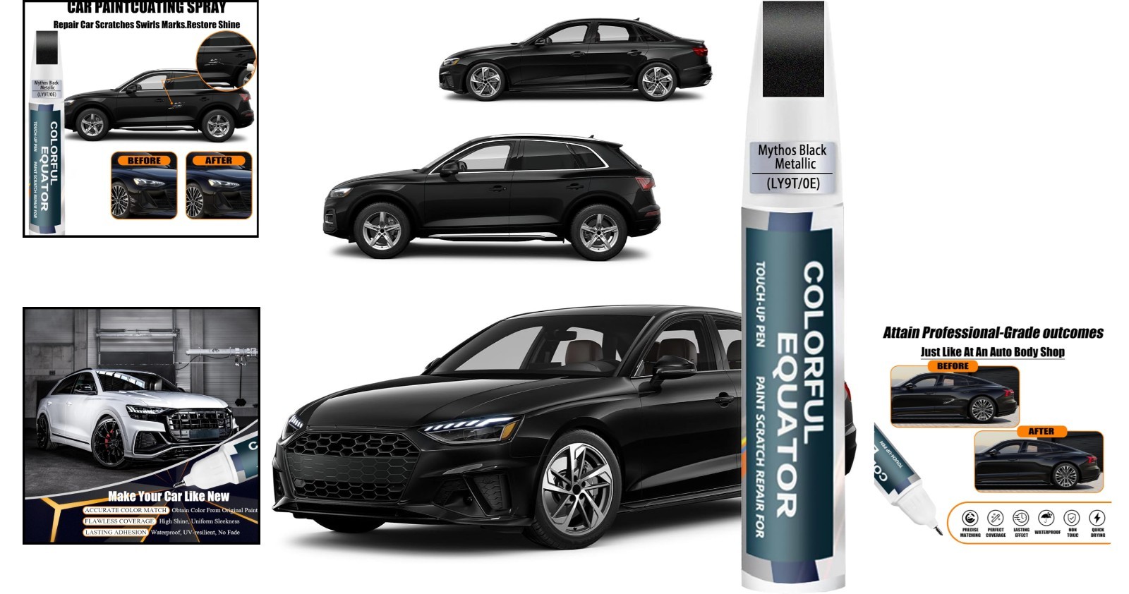 Mythos Black Metallic Car Paint Pen – Instant Scratch Repair for Audi Vehicles