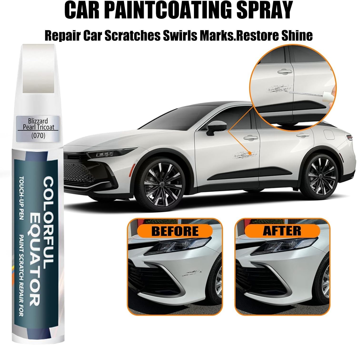 Toyota Touch Up Paint 0.4oz – 070 Blizzard Pearl Tricoat Scratch Repair Solution