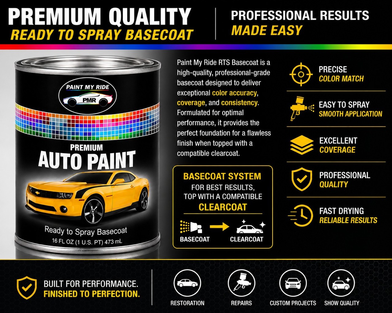 RTS Basecoat Paint Pint for 2022 Chevrolet Mosaic Black GB8