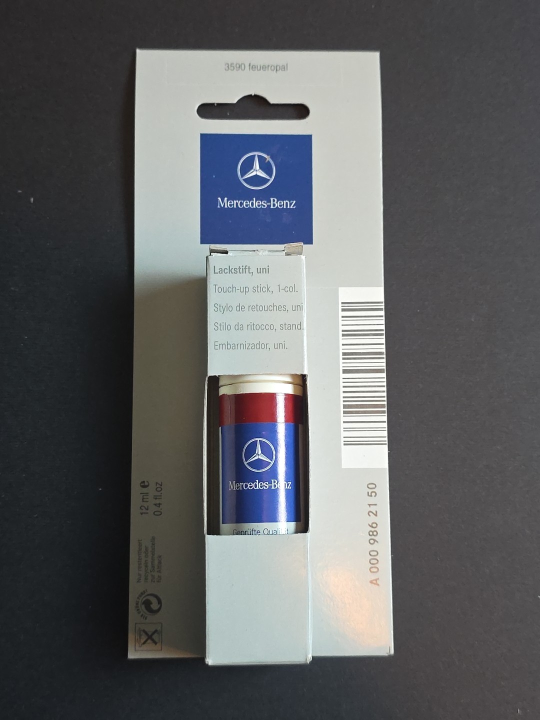 Mercedes-Benz Genuine Touch-Up Paint Stick Red, Feueropal 3590 Color OE 12ml 0.4