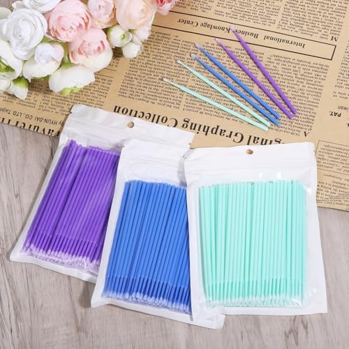 Microbrush for Touch Up Paint 300 Pcs Purple Blue Green Fine Tip brushes 1PK
