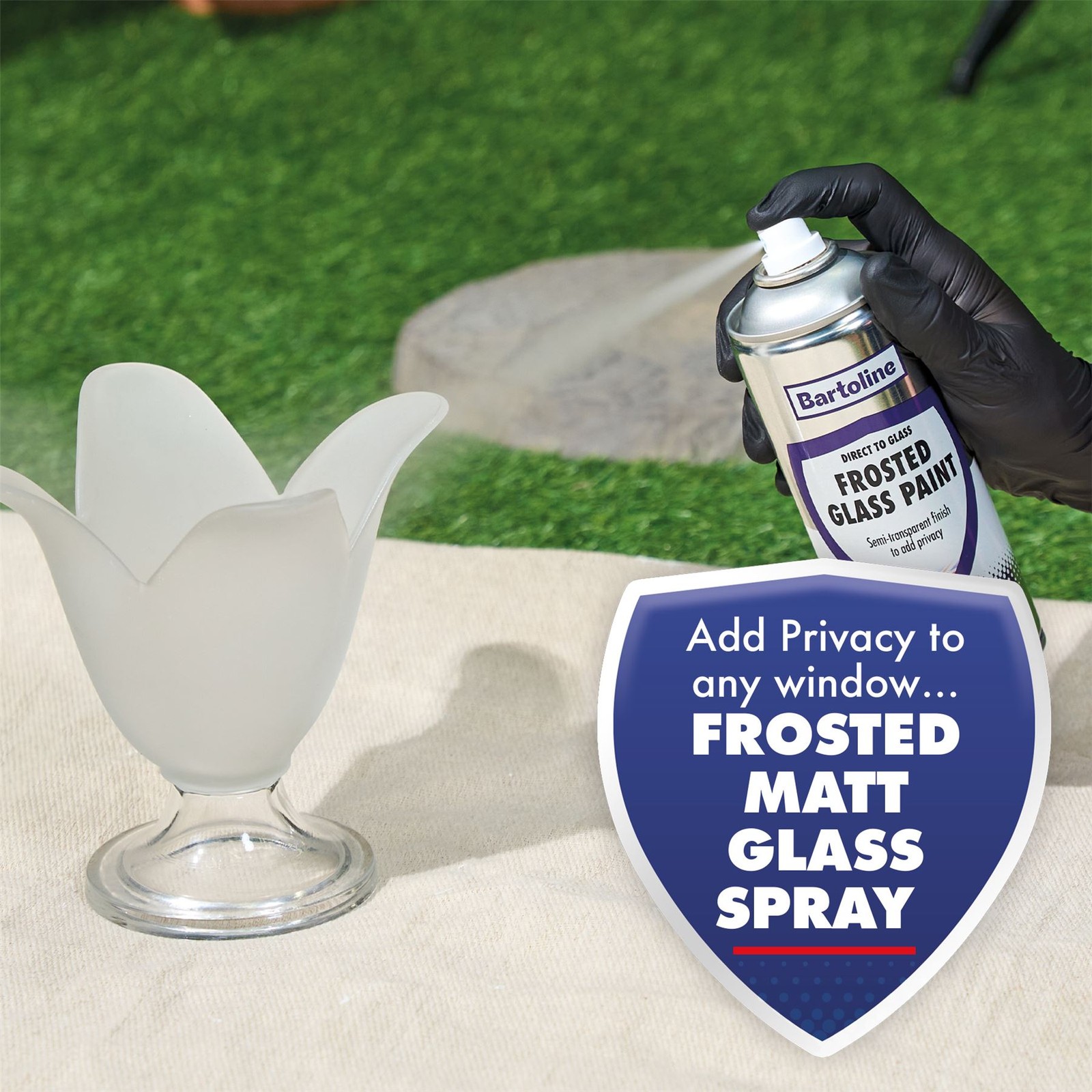 Bartoline Frosted Glass Paint Spray Semi-Transparent Multi-Purpose 13.53oz