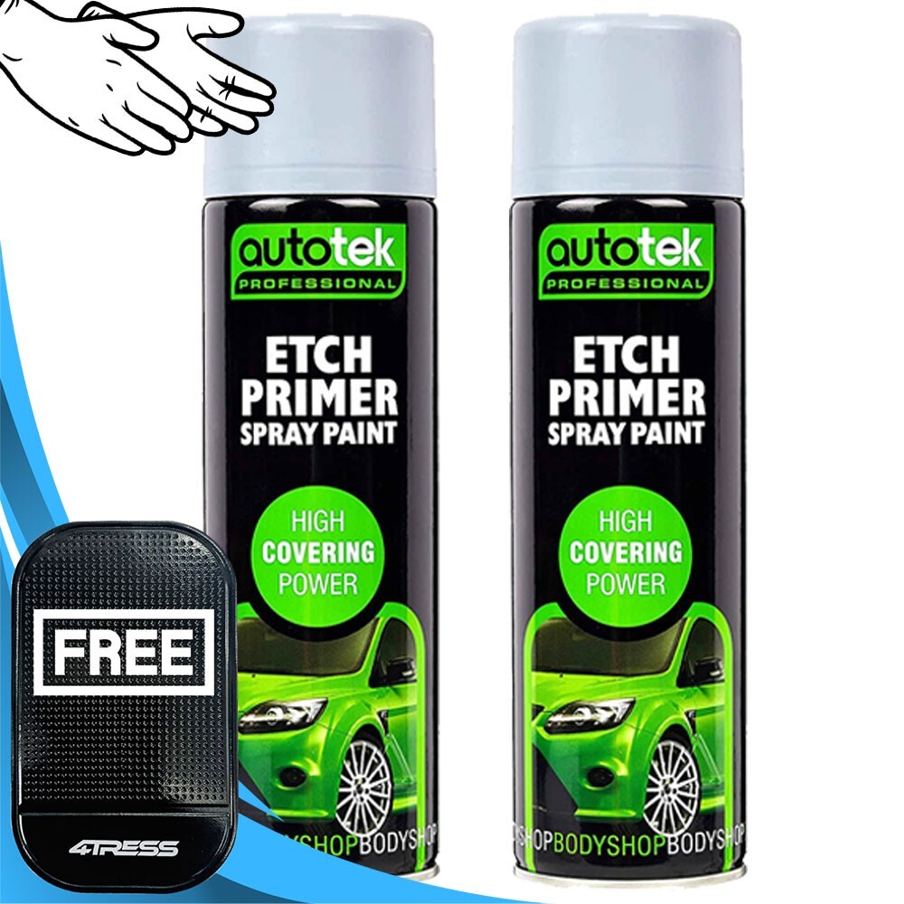 2x AUTOTEK Professional Can Grey Etch Primer Galvanized Aluminum Zinc Steel+G+M