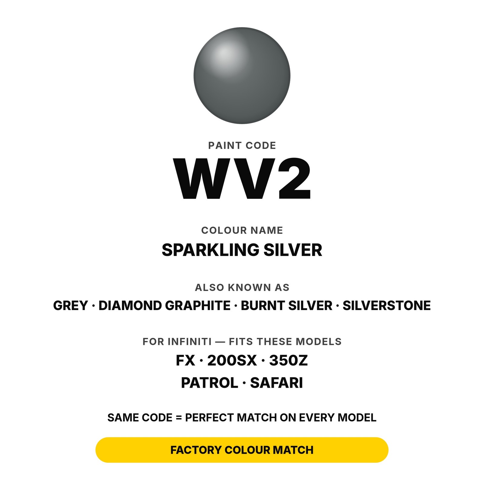 Touch Up Paint For Infiniti WV2 Sparkling Silver Exact Color Match Paint
