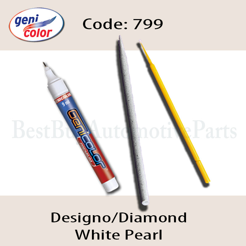Touch-Up Paint Pen Kit-Mercedes-799-Diamond White-Sanding Stick & Microbrush