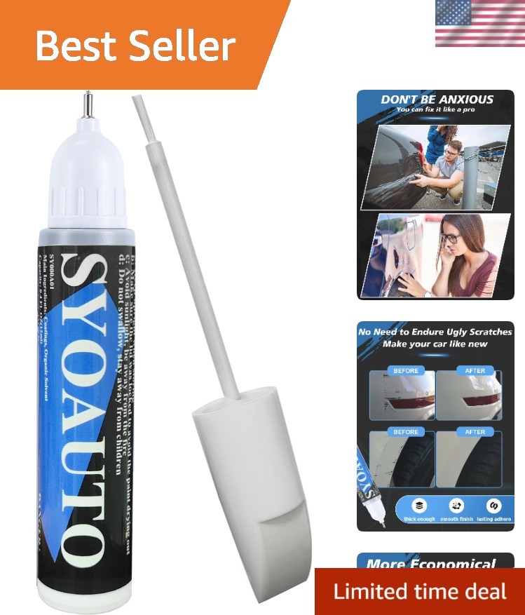 Rust-Resistant White Auto Touch Up Paint – Quick-Dry 2-in-1 Repair Pen (0.4 oz)