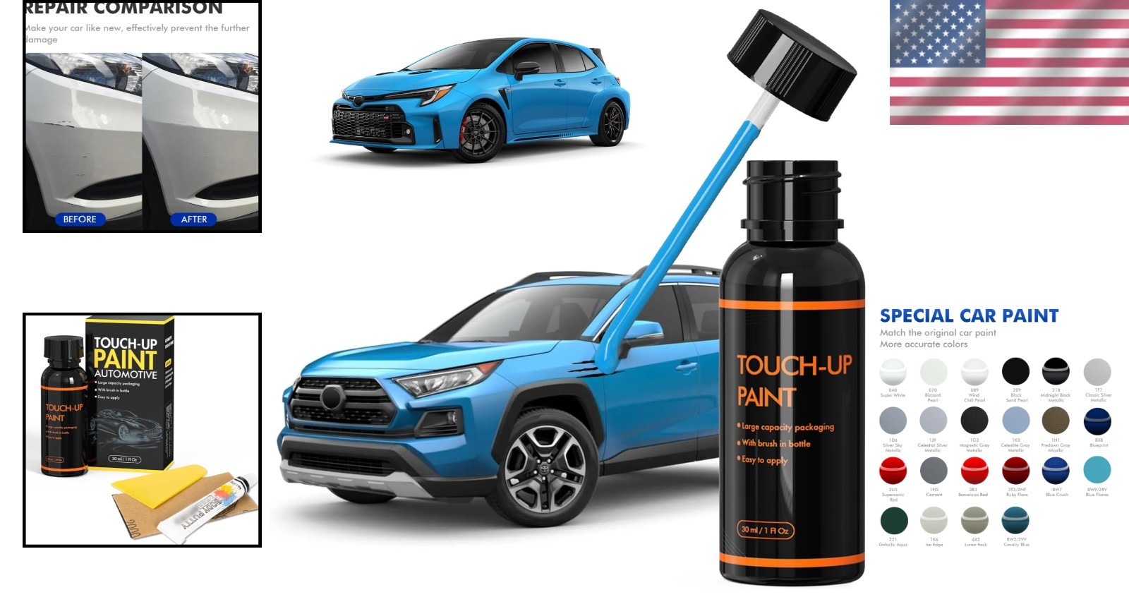 8W9 Blue Flame Touch Up Paint – Fast-Drying Scratch Repair Solution for Toyota