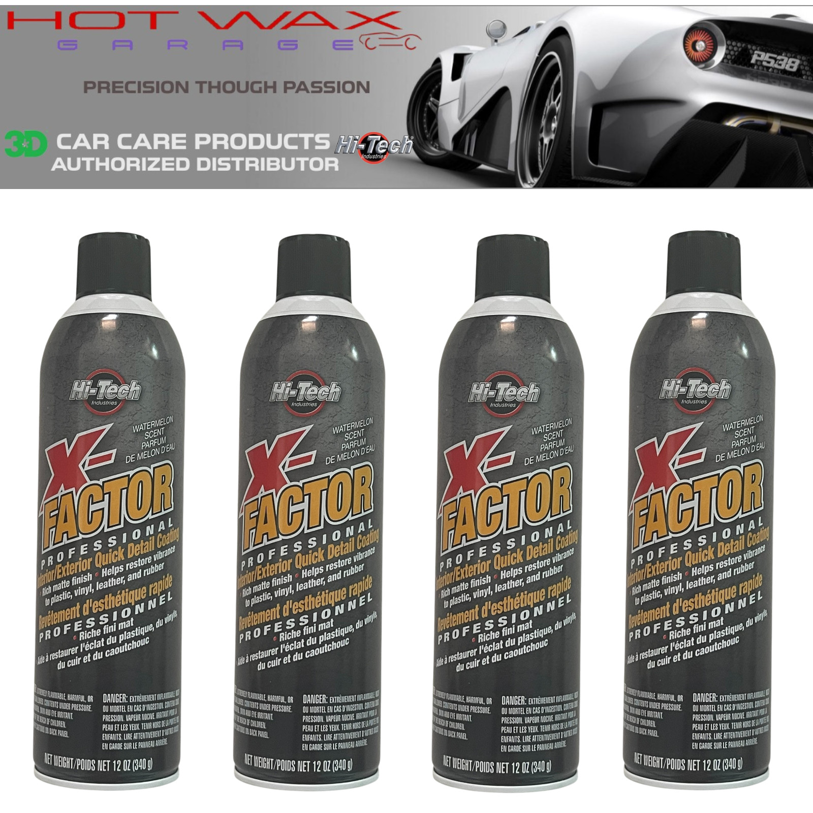 Hi Tech X-Factor Interior Exterior Quick Detailer Coating with Melon Sent 4 Cans