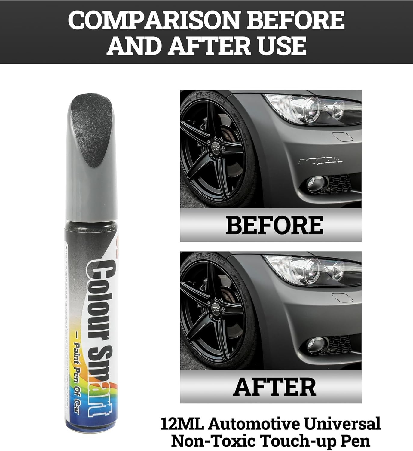 Quick Touch Up Car Scratch Repair Pen Gray Automotive Paint Waterproof 0.04oz