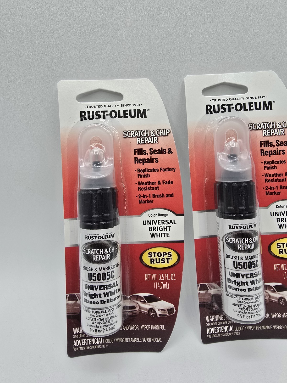 2 Rust-Oleum Scratch & Chip Repair Universal Bright White 0.5 fl. oz._Stops Rust