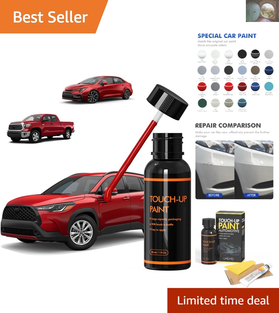Acrylic Scratch Repair Kit – Waterproof Barcelona Red Paint for Toyota Cars
