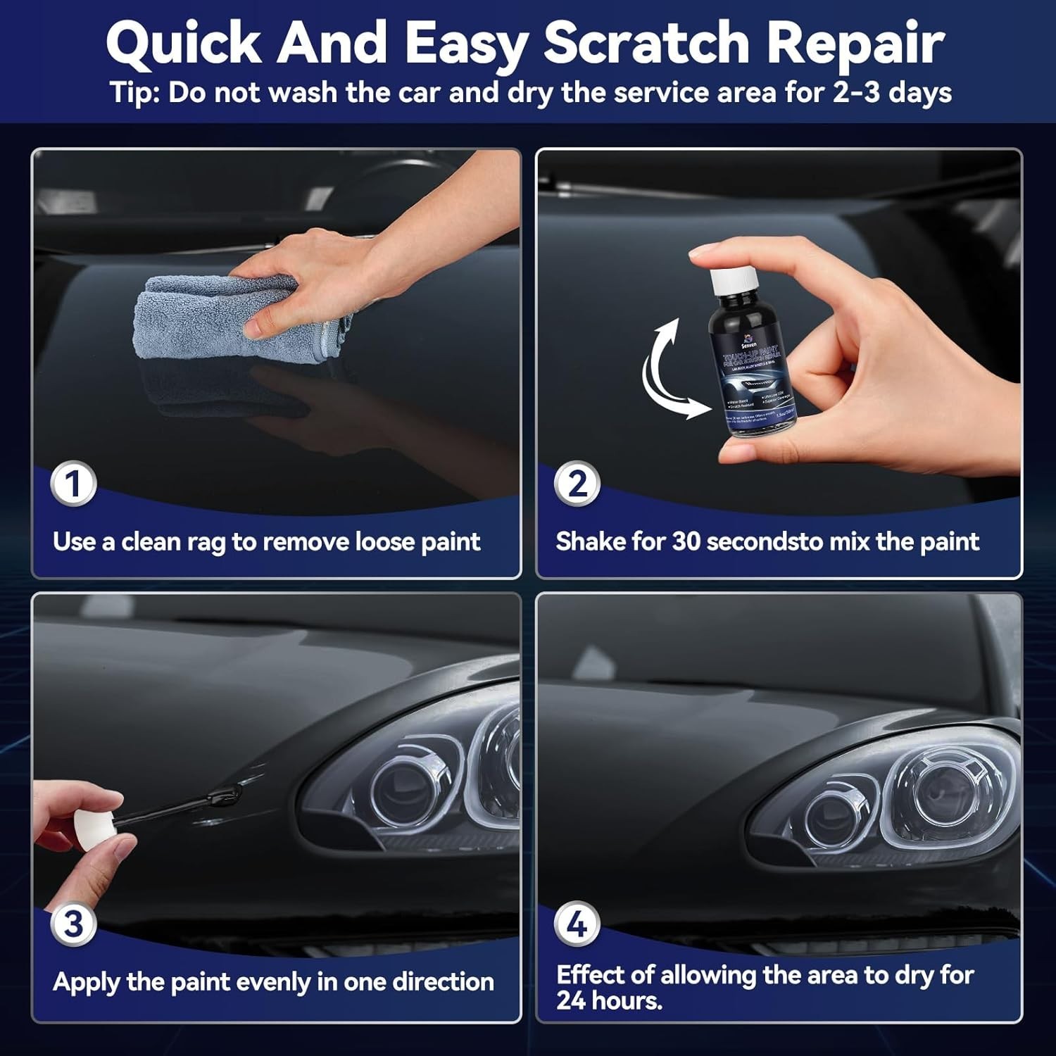 1.5 Oz Rust-Resistant Black Touch-Up Paint Pen for Automotive Scratch Repair
