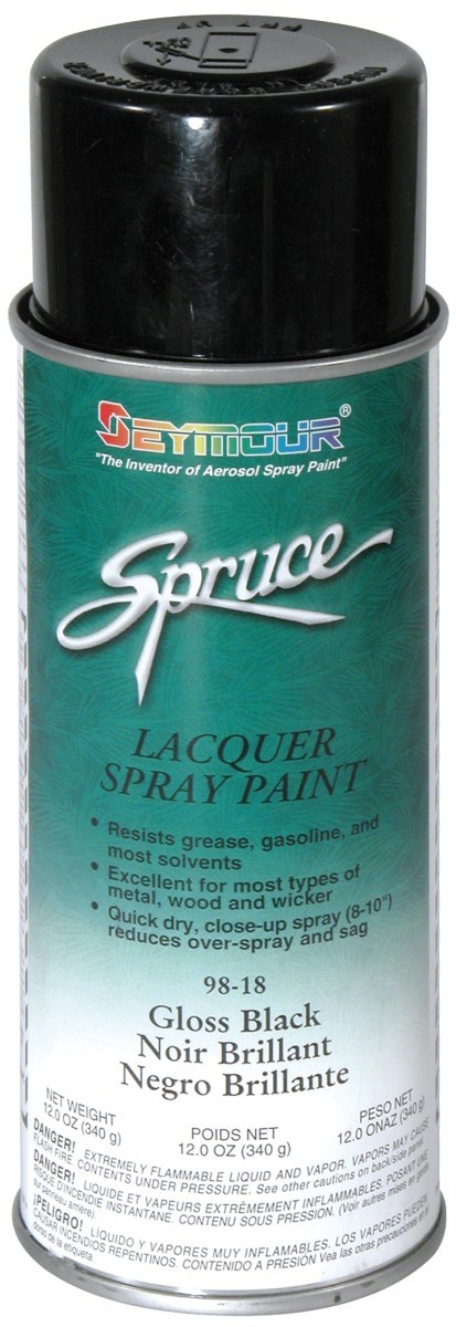 Spruce GLOSS BLACK LACQUER Spray Can Paint 16 Fluid OZ 12 OZ Weight