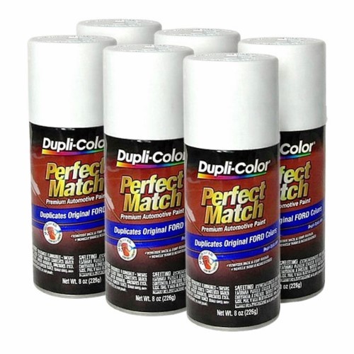 Dupli-Color Perfect Match Premium Auto Paint, Ford Oxford White, 8 oz., 6-pk