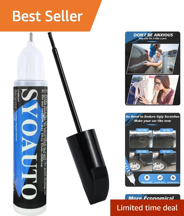 Auto Touch Up Paint 2 in 1 Car Scratch Repair Pen – Glossy Black Finish 0.4 oz
