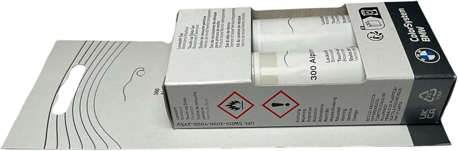 Genuine Alpine Touch-Up Car Paint – White Code 300, 2x12ml Cans – Gloss Finish
