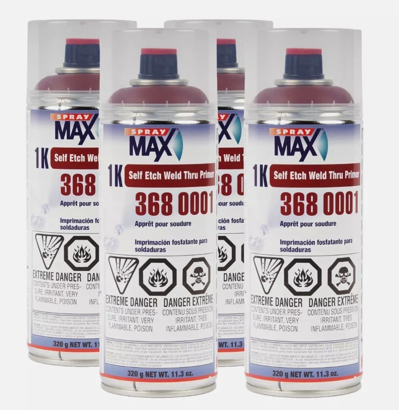 SprayMax 3680001 Self-Etch Weld-Thru Primer Aerosol 11.3 oz each (4 Pack)