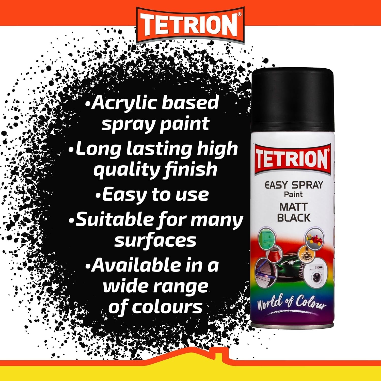 Easy Spray Paint – Matt Black 13.5 fl oz -All-Purpose Fast Drying Acrylic Spr…
