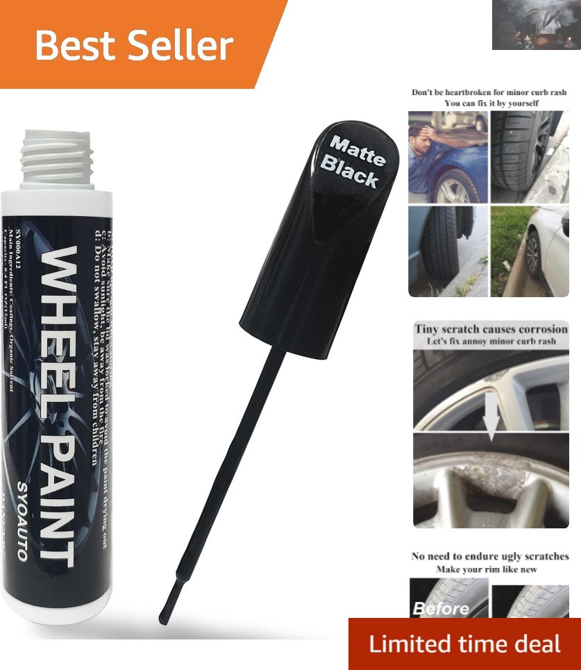 Universal Matte Black Scratch Repair Pen for Rims – 12ml Waterproof Solution