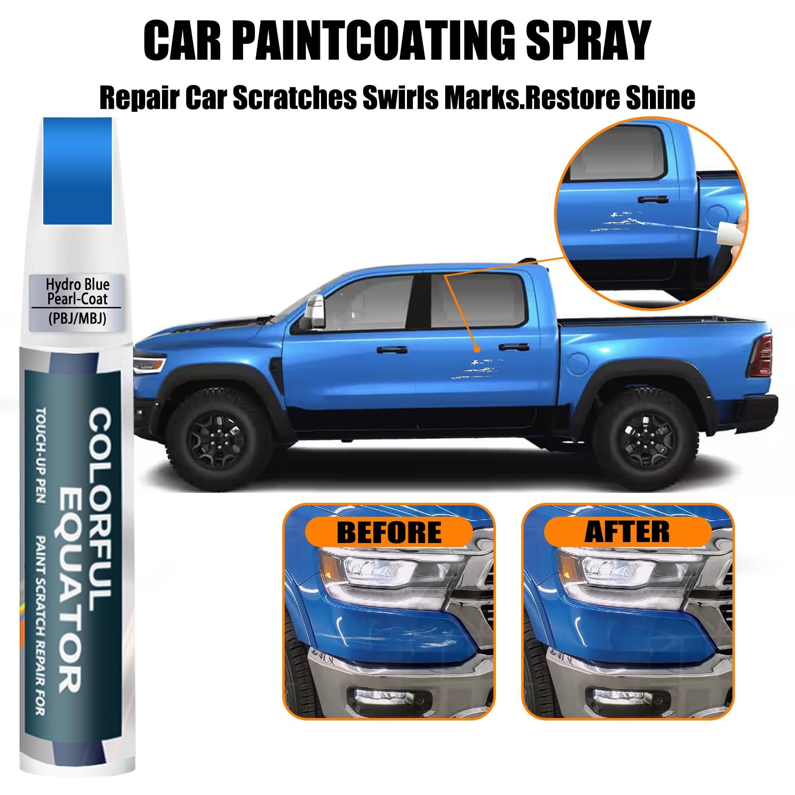 0.4 Fl Oz (Pack of 1), Hydro Blue Pearl-Coat(PBJ/MBJ) for 2025 RAM 1500/2024…