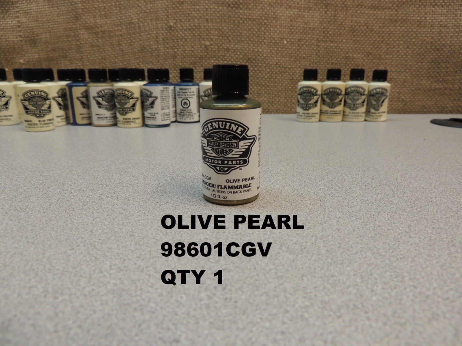 (LOT OF 21) NOS HARLEY-DAVIDSON TOUCH-UP PAINT .5 FL OZ BOTTLES BRUSH APPLICATOR