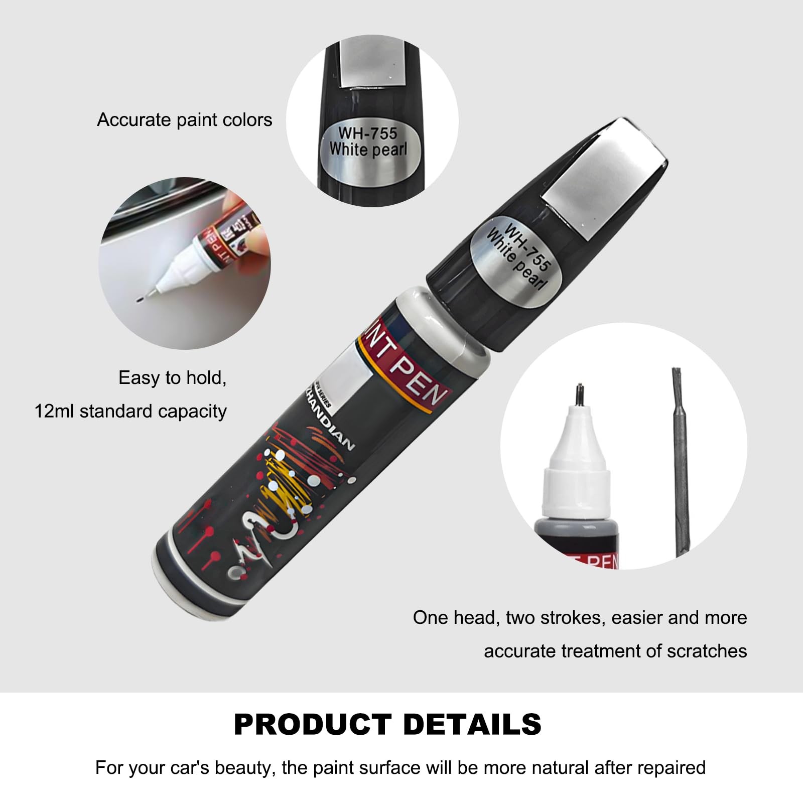 Sbulhia Touch Up Paint for Cars, Two-In-One 1 Count (Pack of 1), White Pearl