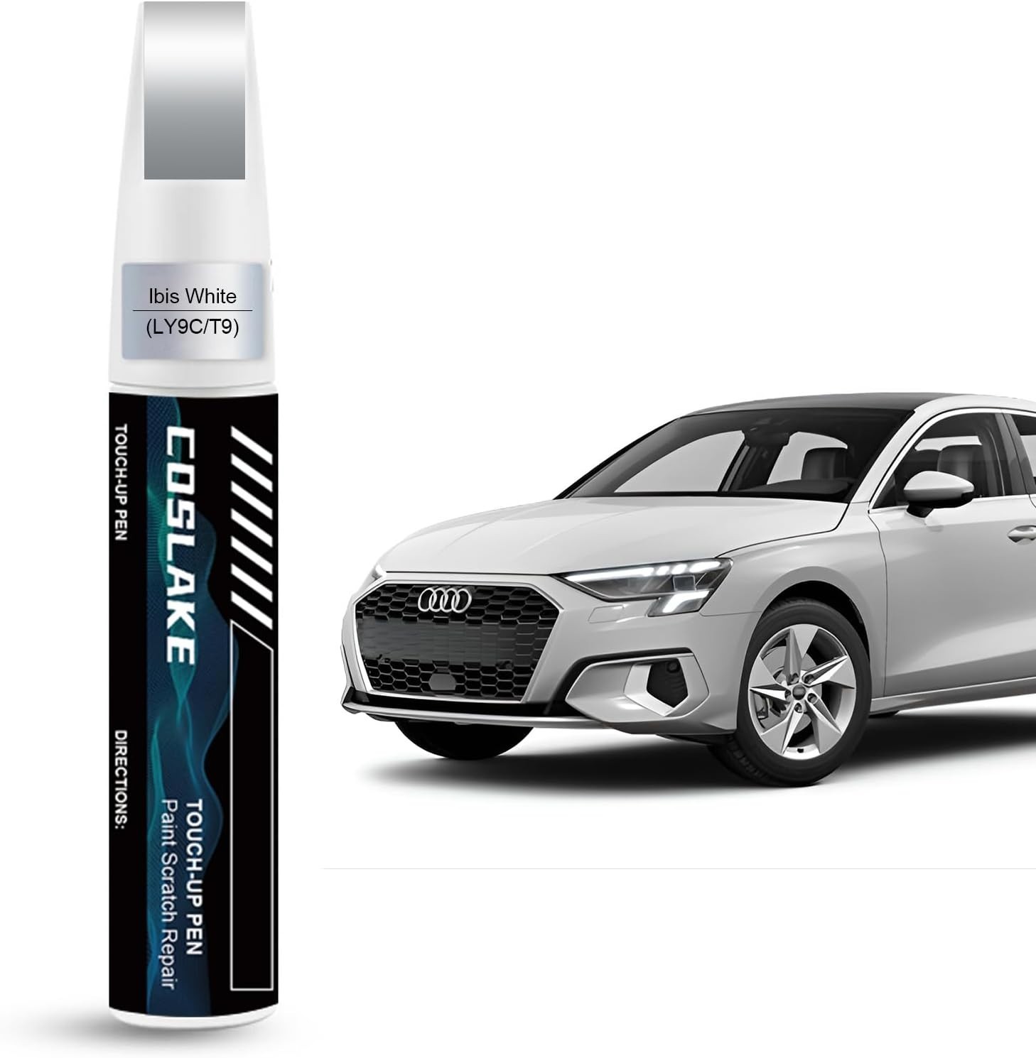 Durable Ibis White Touch Up Paint for Audi – Waterproof 2-in-1 Repair Kit, 12ML