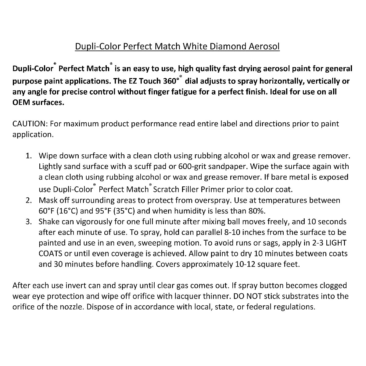 Dupli-Color EBHA09947 Perfect Match 8 Ounce (Pack of 1), White Diamond