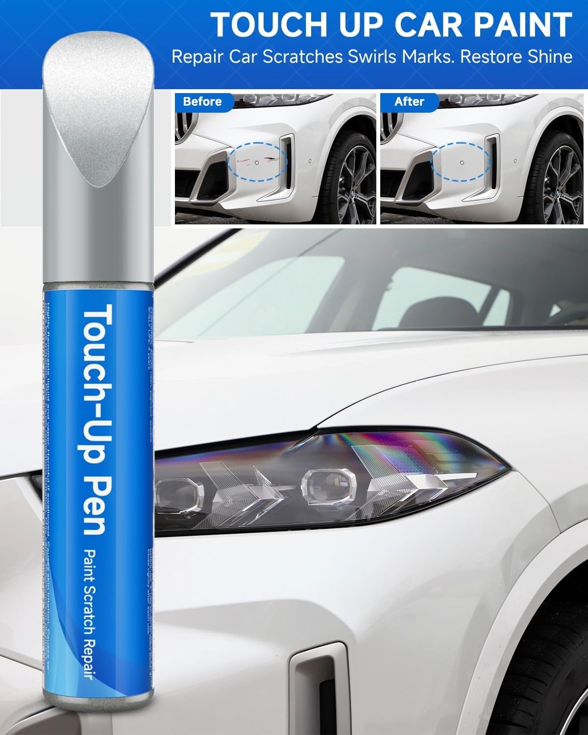 Car Touch up Paint(Polar White(149/9149)) for Mercedes-Benz, Car Paint Scratch R