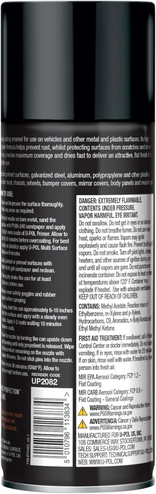 Protective 10 oz Flat Black Enamel Spray – Long-Lasting Anti-Fade Vehicle Paint