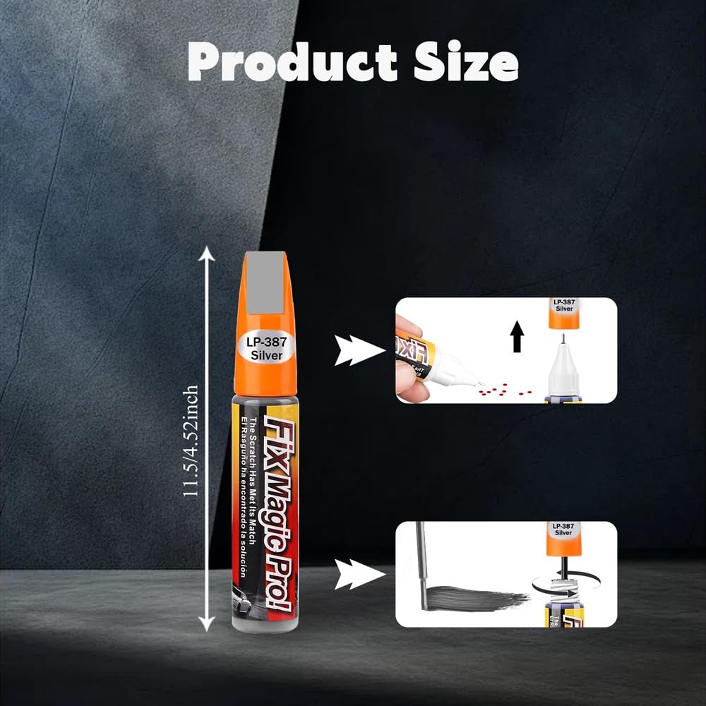 Silver Touch Up Paint for Cars Auto Scratch Repair Pen Brush Sliver 0.4 Fl Oz